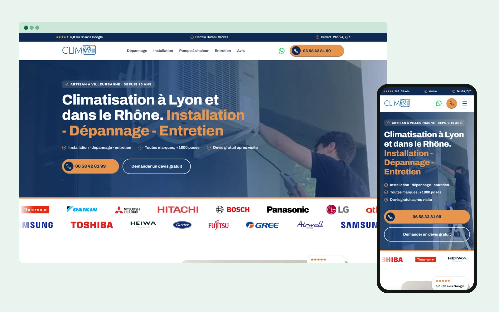 Clim69 : SEA + Refonte web, réalisé par 123 Digital