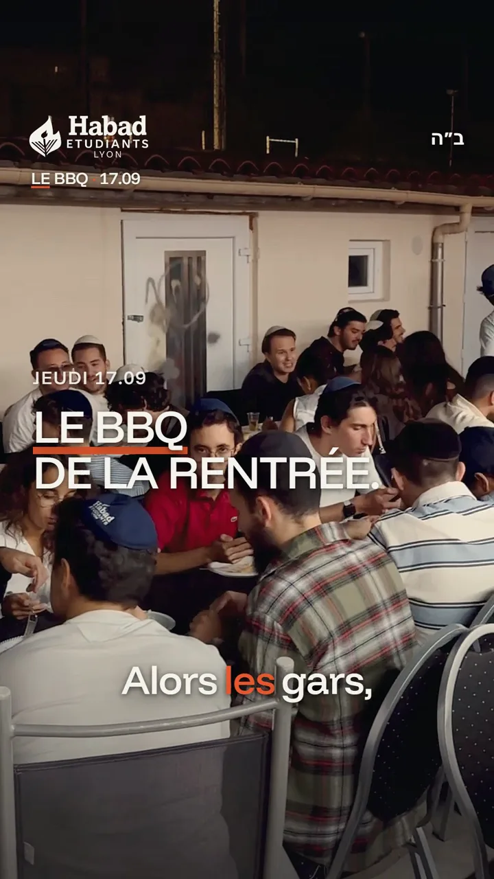 Ouverture du reel du BBQ de rentrée de Habad Étudiants Lyon : la tablée et le titre